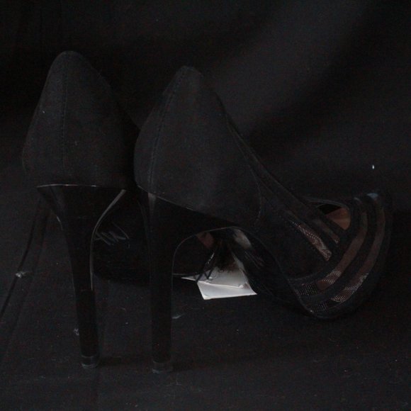 NEW ZARA CLASSIC ELEGANT BLACK MESH POINTED TOE STILETTO HEELS PUMPS - Picture 5 of 6